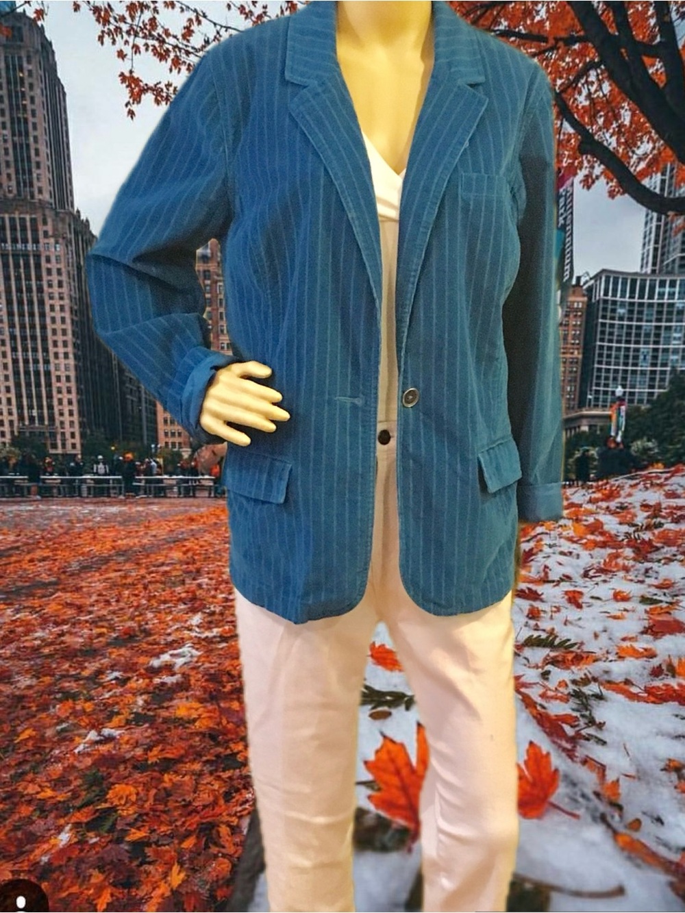Modern Cotton Corduroy Pinstriped Blazer